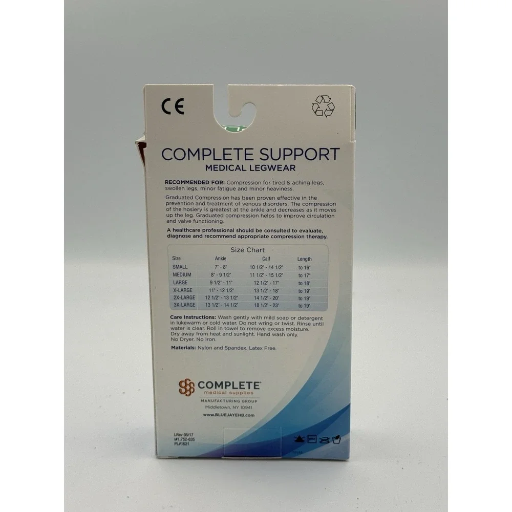 Blue Jay Compression Stockings Size XL Black 15-20 mmHg Knee High Closed Toe New